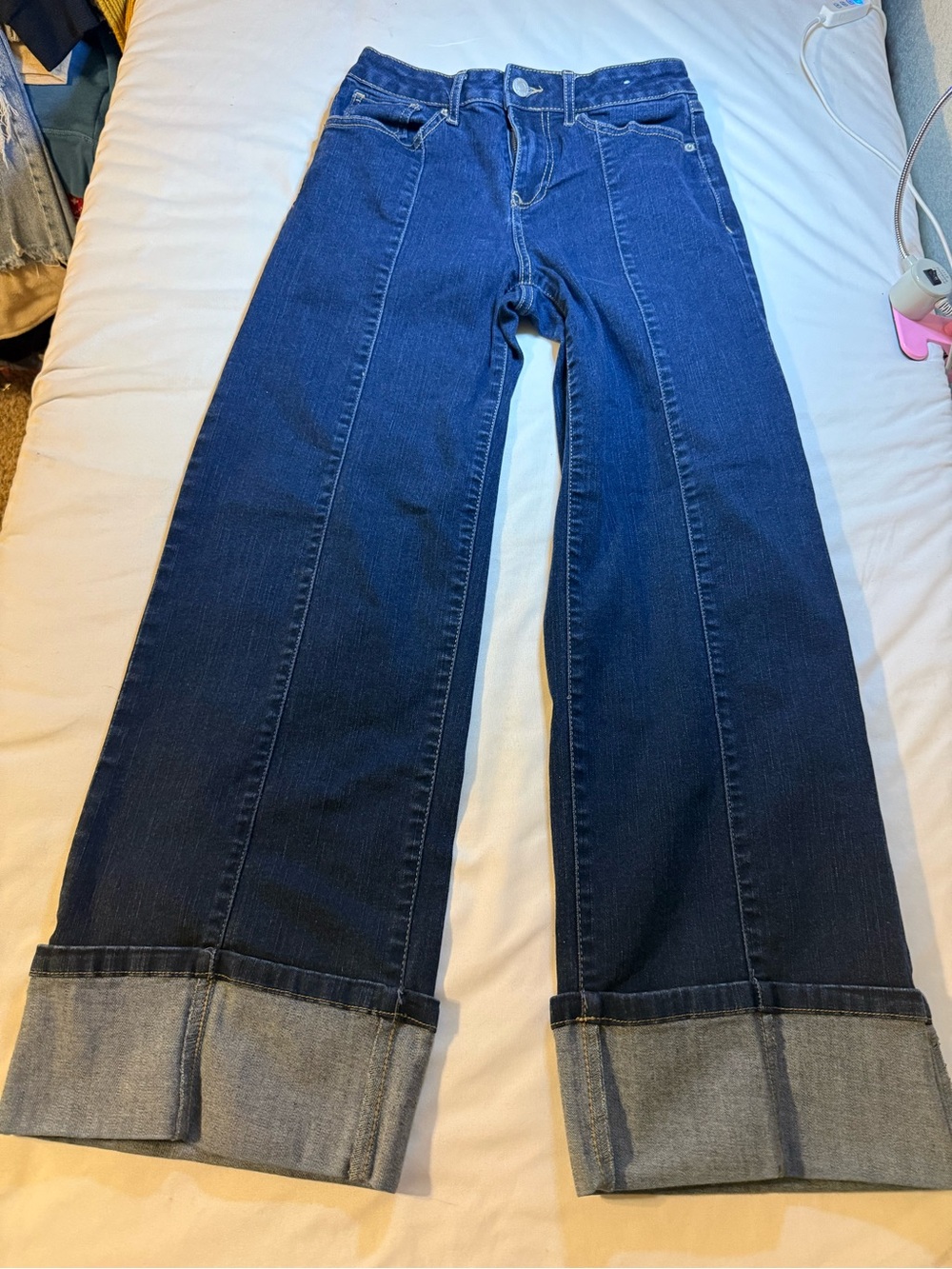 Marc New York Dark Blue Wide-Leg Cuffed Jeans
